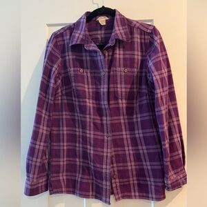 Duluth Trading Co Purple Checkered Flannel Shirt. Women’s size Small